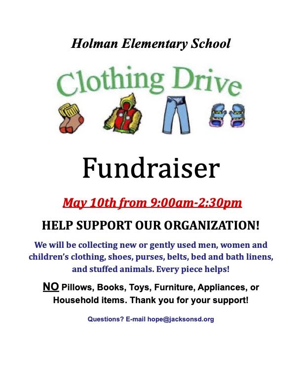 Clothing Drive May 10th